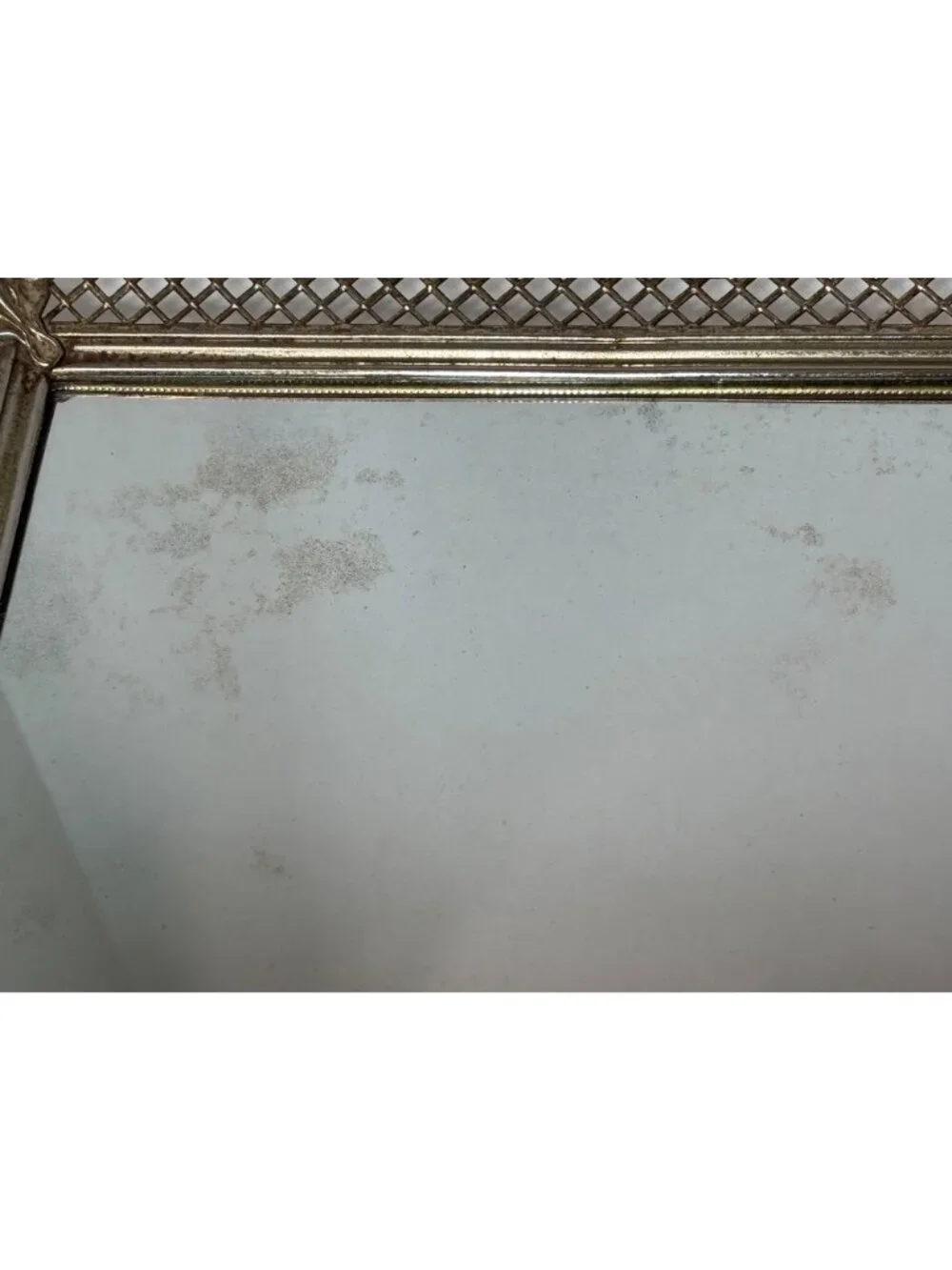 Vintage Gold Filigree Vanity Tray Mirror Rectangular 14